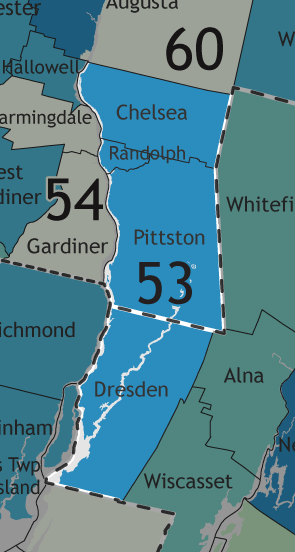 A map showing which communities are in this legislative district.