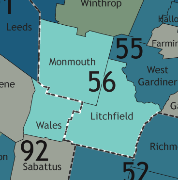 A map showing which communities are in this legislative district.