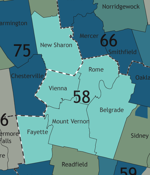 A map showing which communities are in this legislative district.