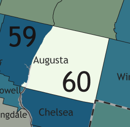 A map showing which communities are in this legislative district.