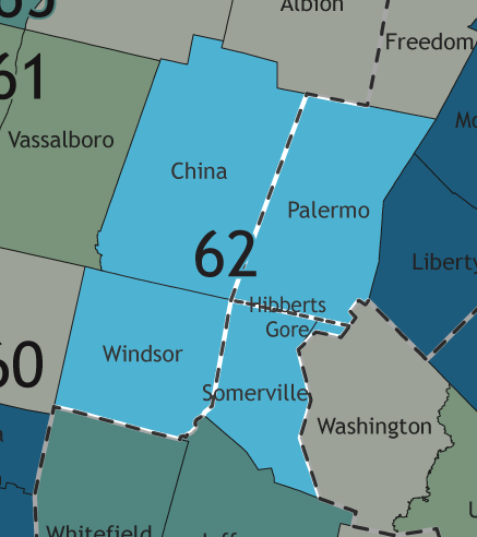 A map showing which communities are in this legislative district.