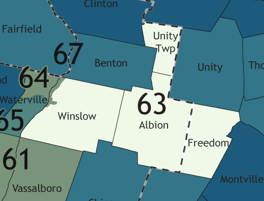 A map showing which communities are in this legislative district.