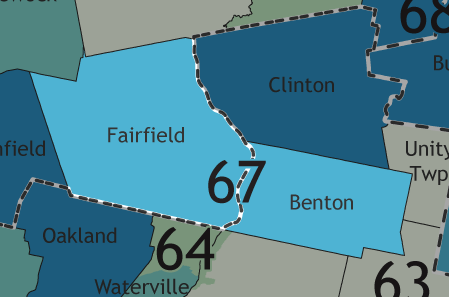 A map showing which communities are in this legislative district.