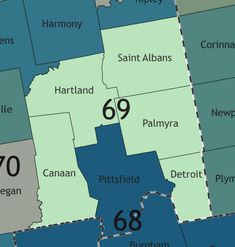 A map showing which communities are in this legislative district.