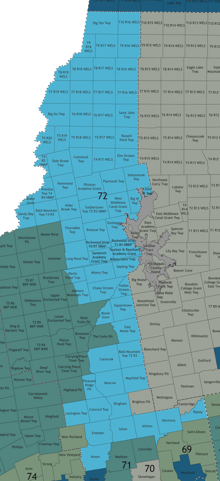 A map showing which communities are in this legislative district.