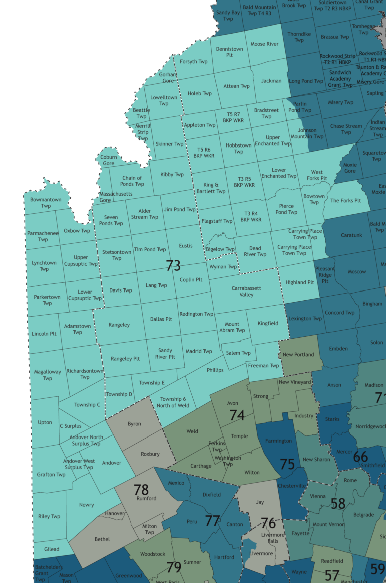 A map showing which communities are in this legislative district.