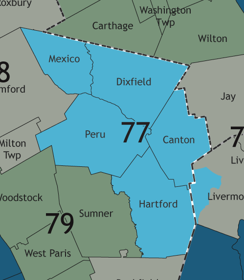 A map showing which communities are in this legislative district.