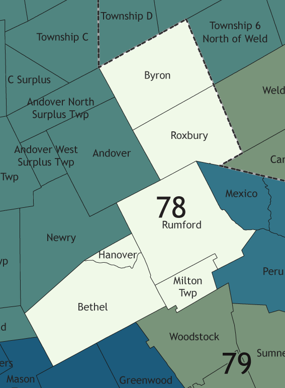 A map showing which communities are in this legislative district.