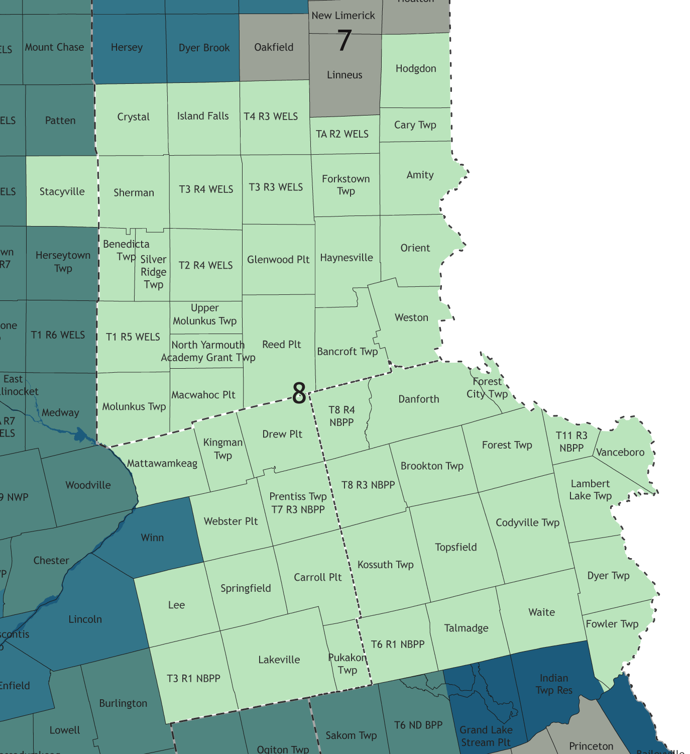 A map showing which communities are in this legislative district.