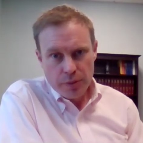 Maine Attorney General Aaron Frey seen during a virtual interview.