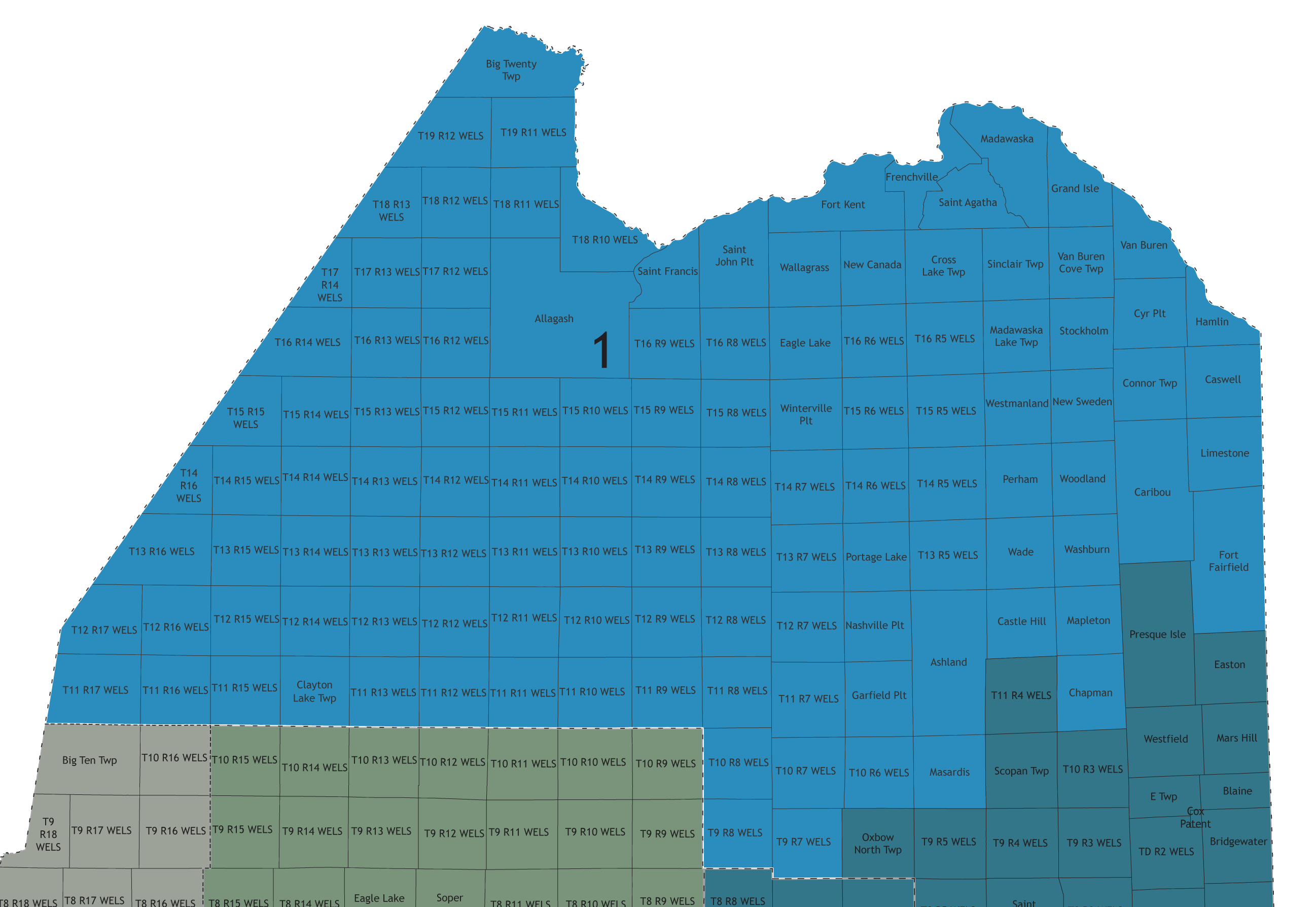 A map showing which communities are in this legislative district.