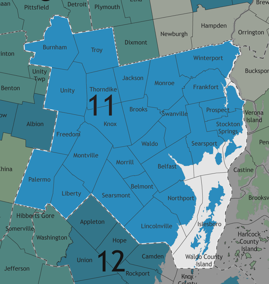 A map showing which communities are in this legislative district.