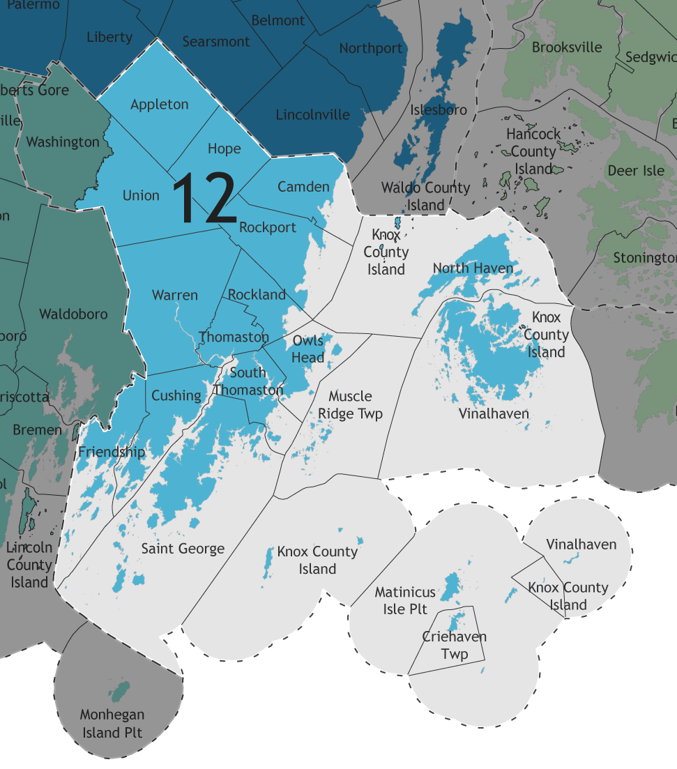 A map showing which communities are in this legislative district.