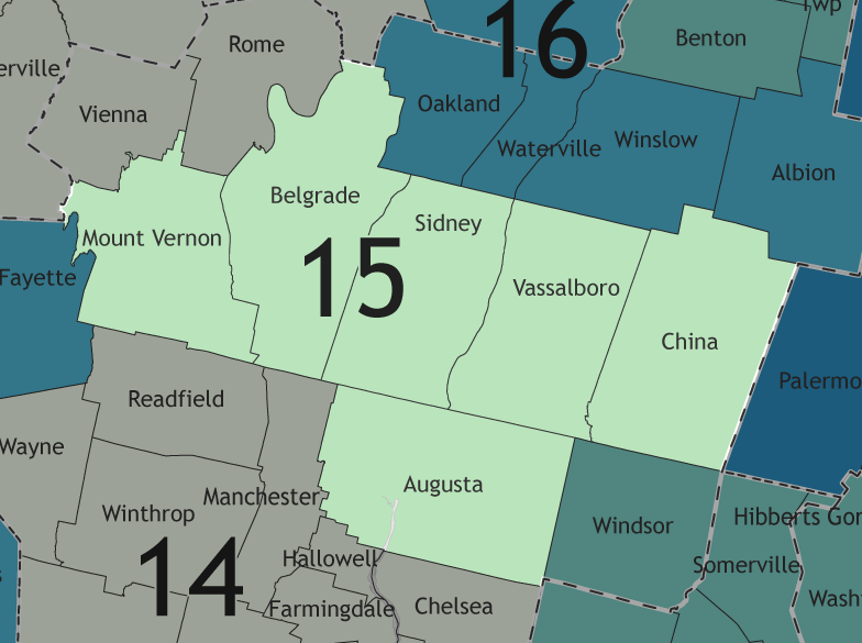 A map showing which communities are in this legislative district.