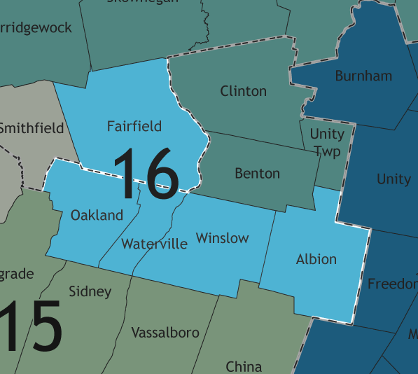 A map showing which communities are in this legislative district.