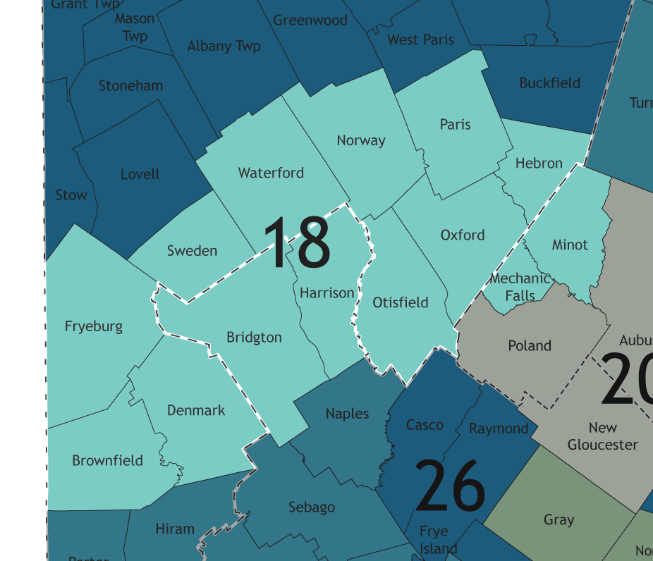 A map showing which communities are in this legislative district.