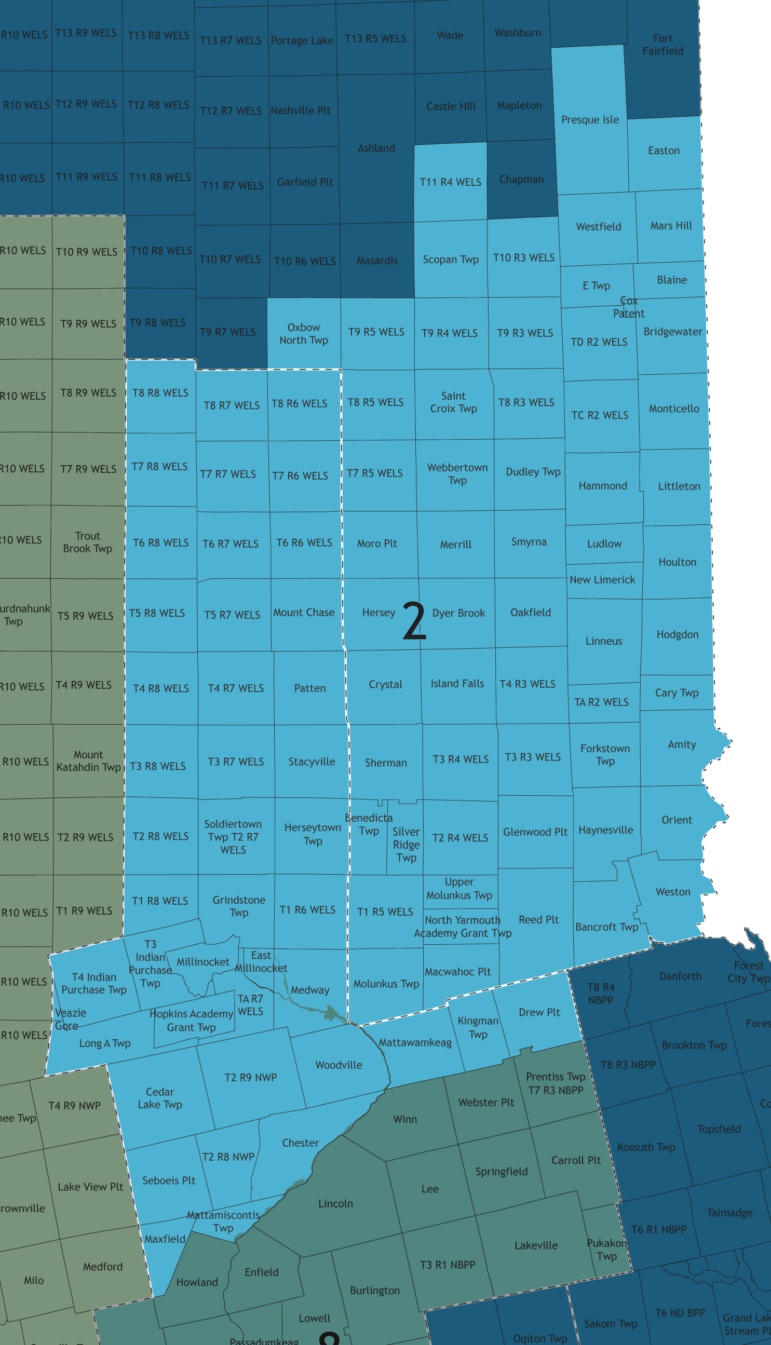 A map showing which communities are in this legislative district.