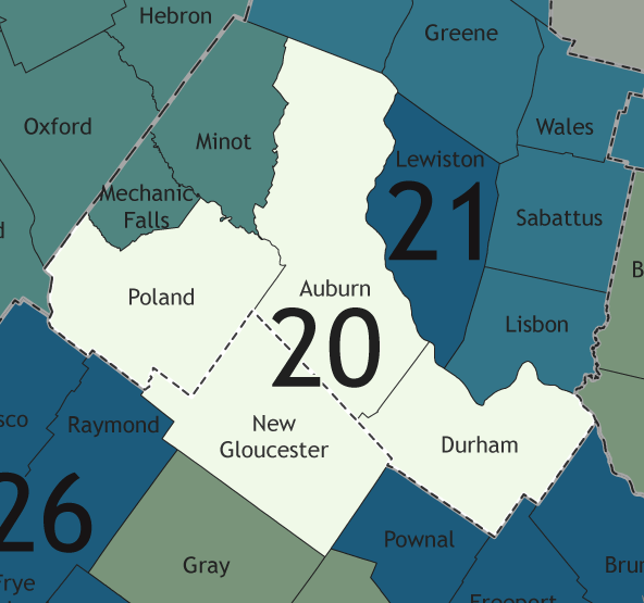 A map showing which communities are in this legislative district.