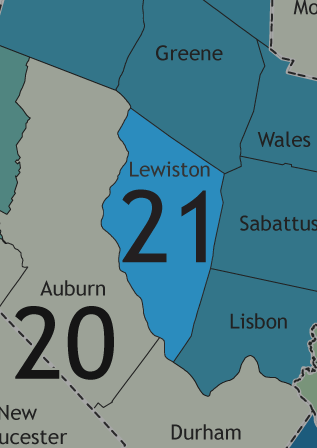 A map showing which communities are in this legislative district.