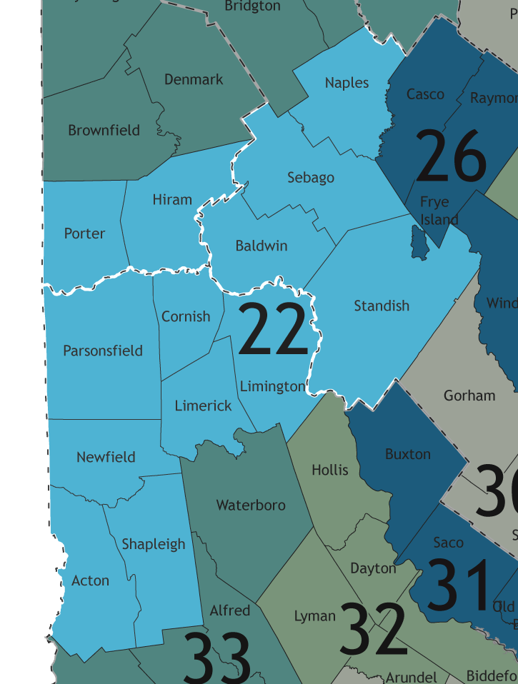 A map showing which communities are in this legislative district.