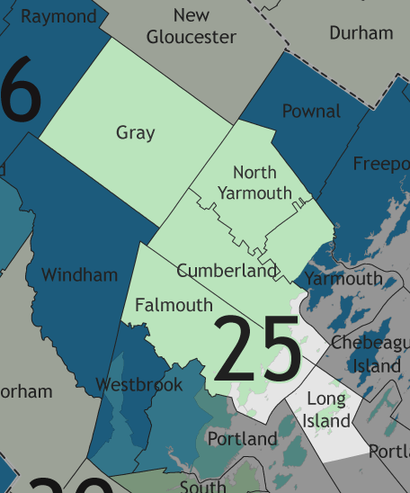 A map showing which communities are in this legislative district.