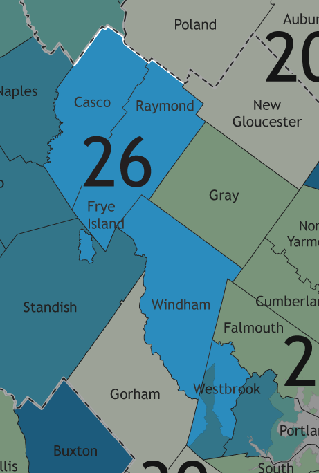 A map showing which communities are in this legislative district.