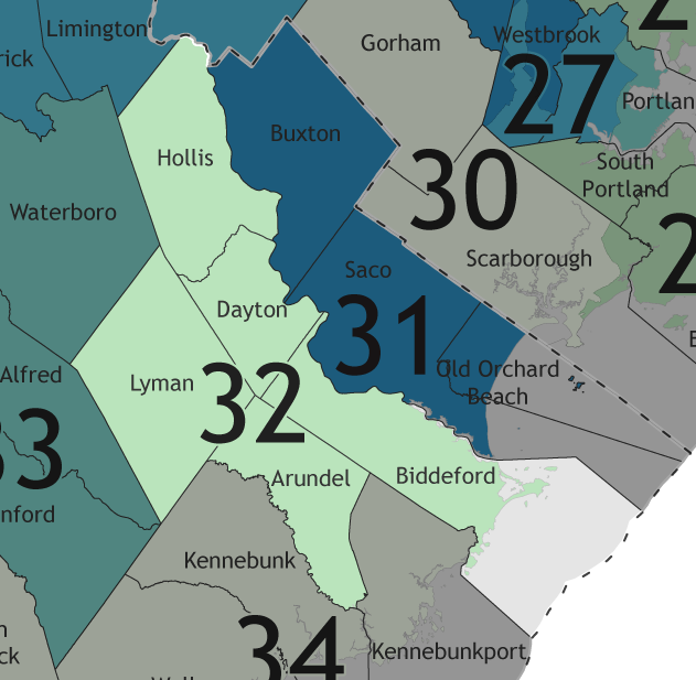 A map showing which communities are in this legislative district.