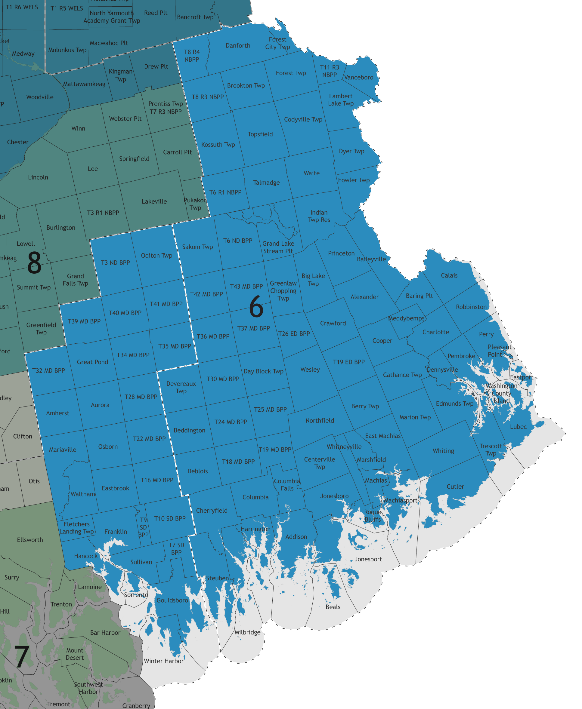 A map showing which communities are in this legislative district.