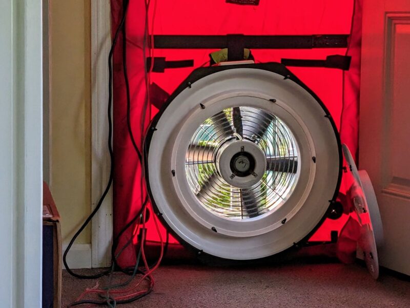 a blower door test in action