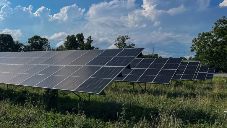 solar panels seen in a field in China, Maine.