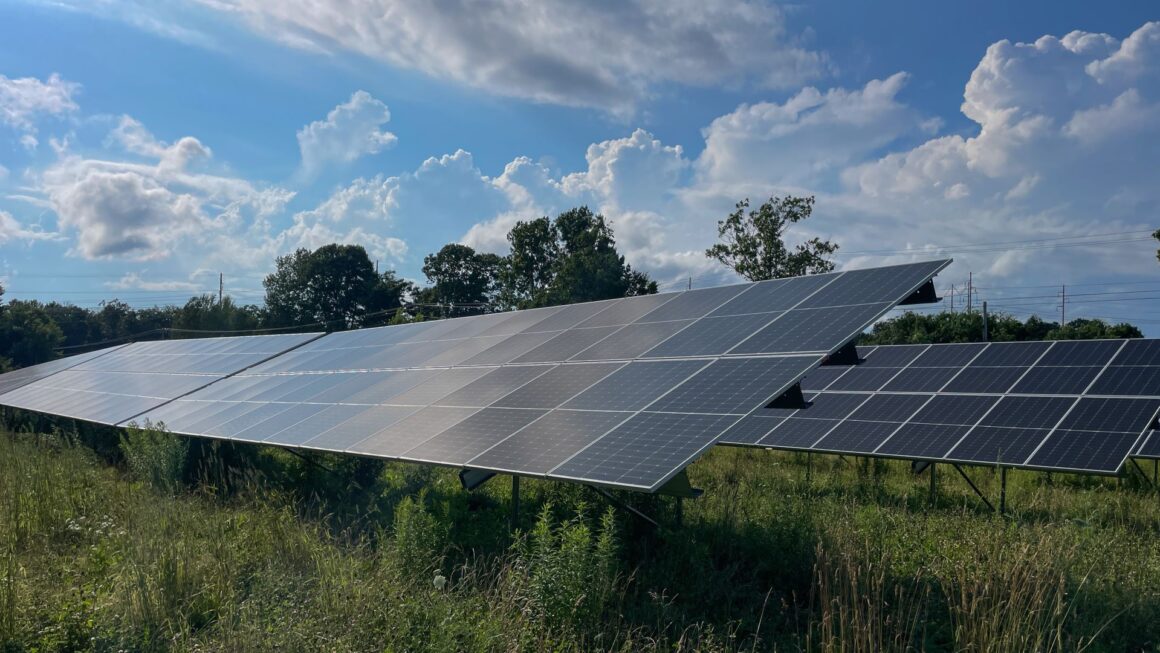 solar panels seen in a field in China, Maine.