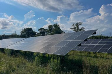 solar panels seen in a field in China, Maine.