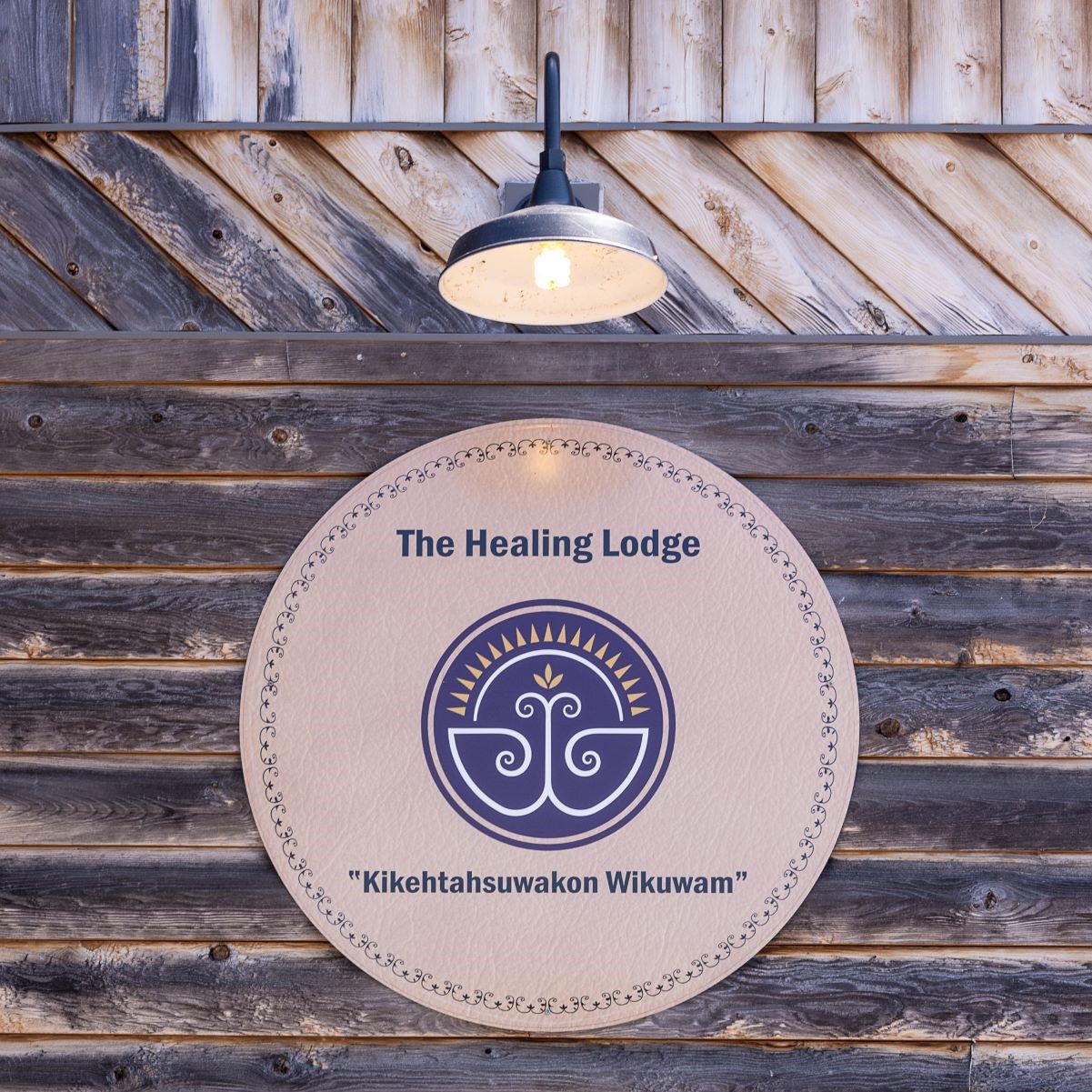 A sign for The Healing Lodge.