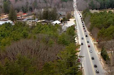 Heavy car traffic on Route 114.