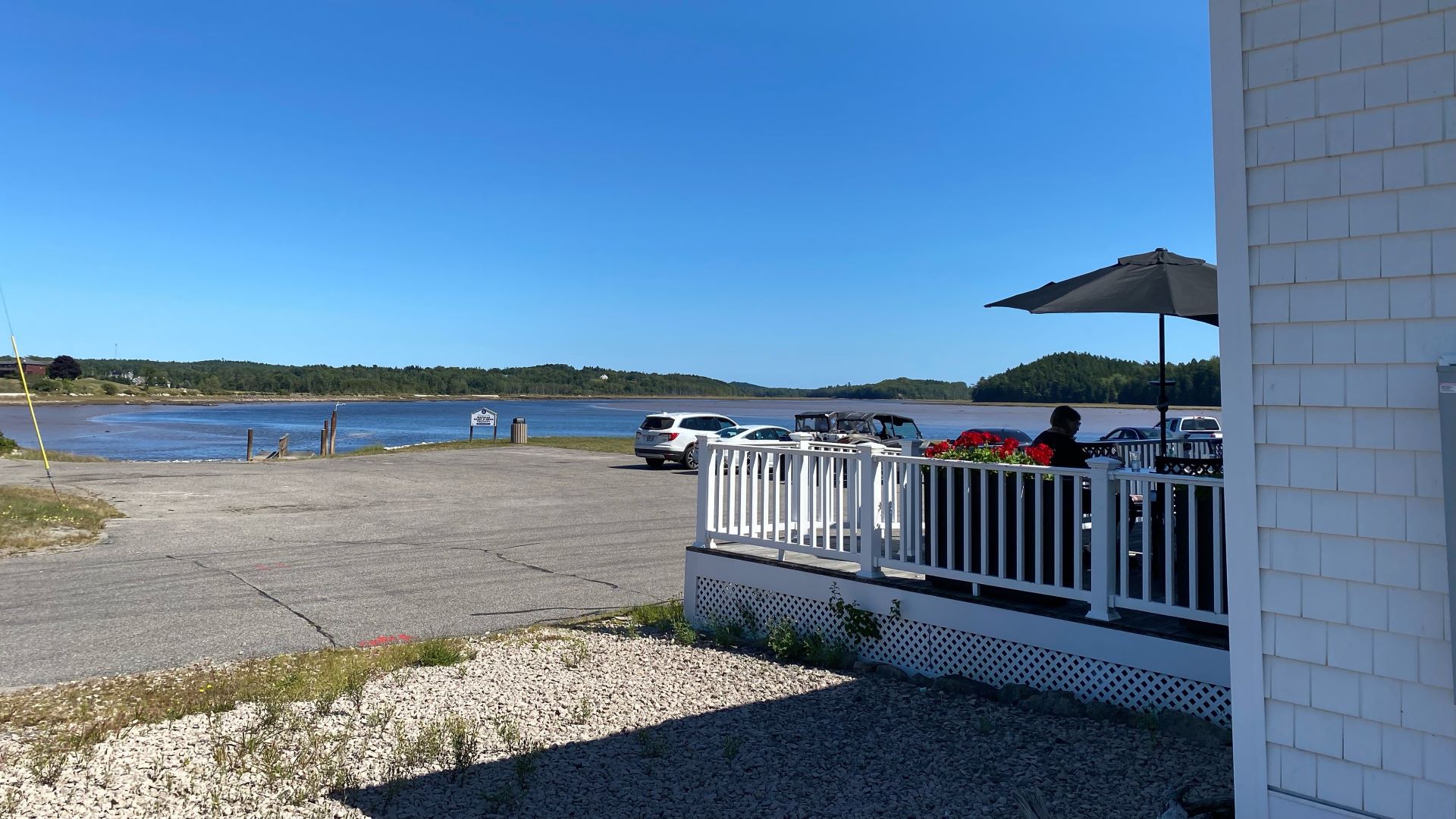 The view of the river from the deck of Helen's Restaurant.