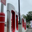 A set of Tesla charging stations in Maine.