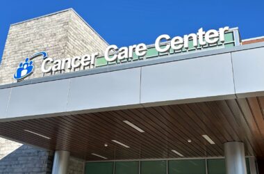 exterior of the Central Maine Medical cancer center.