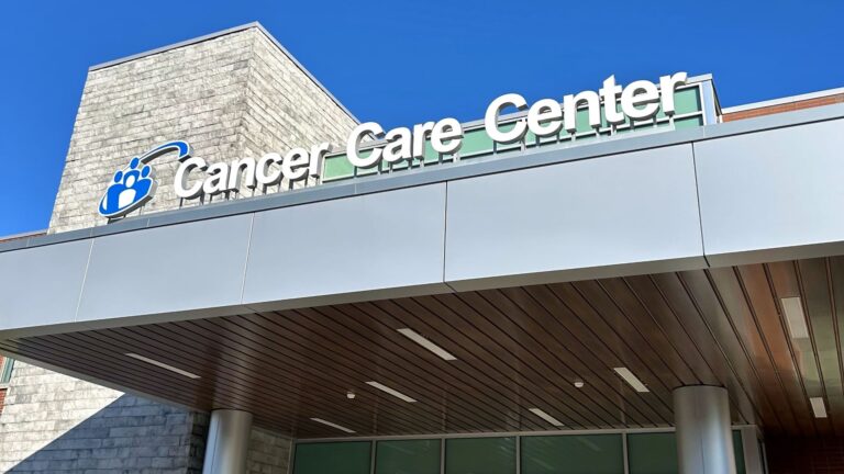 exterior of the Central Maine Medical cancer center.