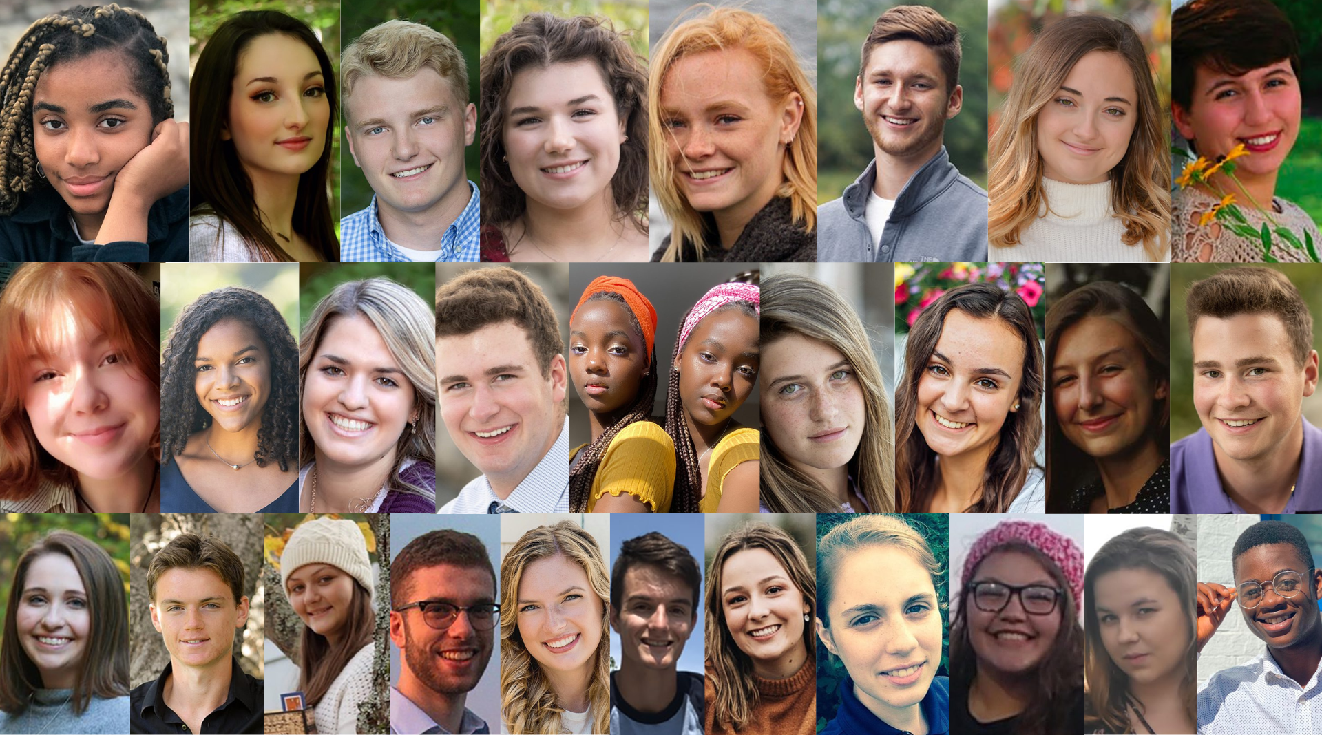 A collage of headshots of students that participated in the Class of 2020 series.