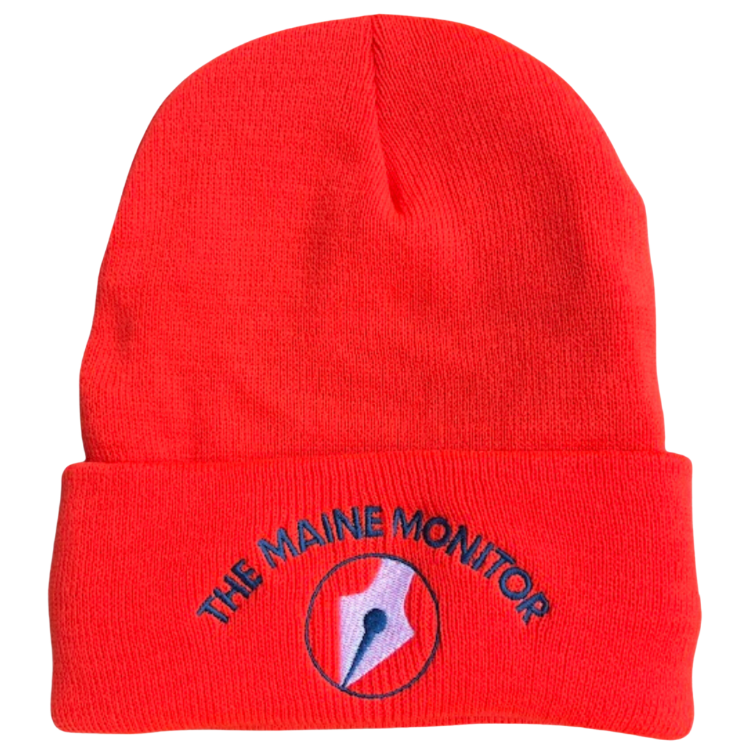 orange maine monitor beanie