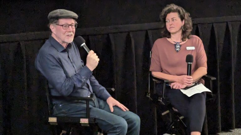 Rick Goldsmith and Micaela Schweitzer-Bluhm during a Q&A event.