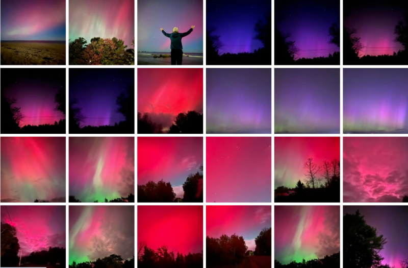 a collage of Aurora Borealis images.