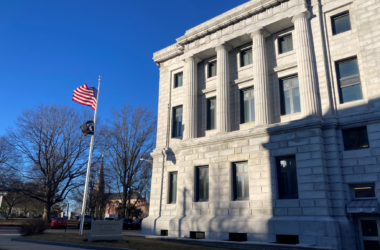 Exterior of Cumberland County Courthouse in shadows.