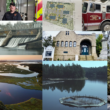 a collage of photos representing fire departments, the callahan mine, a saltwater marsh, a library, housing development and a library.