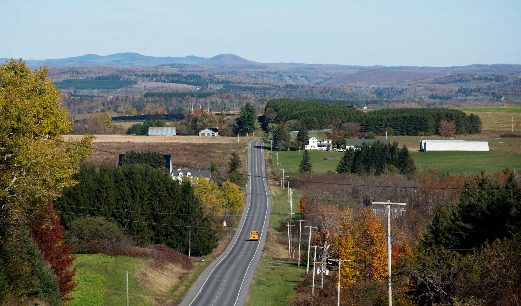 an overhead view of a roadway in aroostook county.