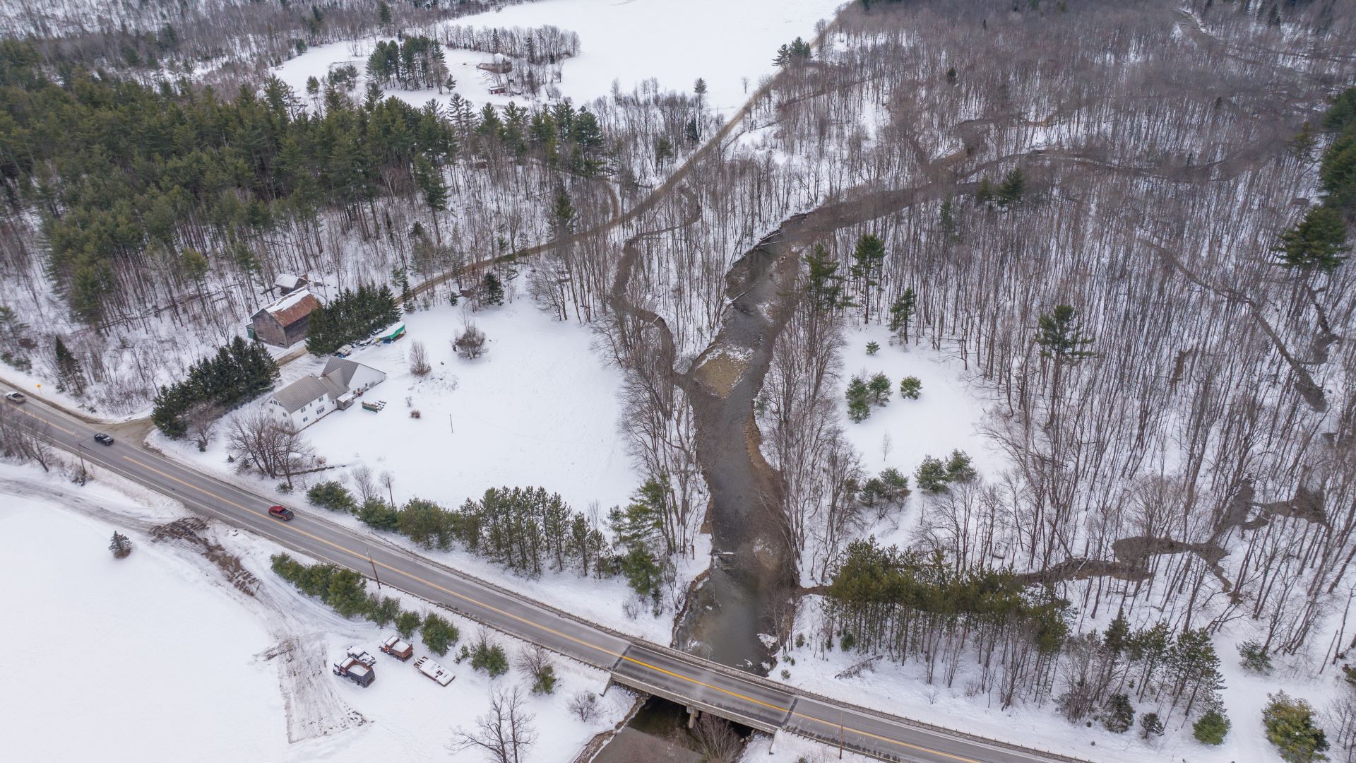 a roadway across the river.