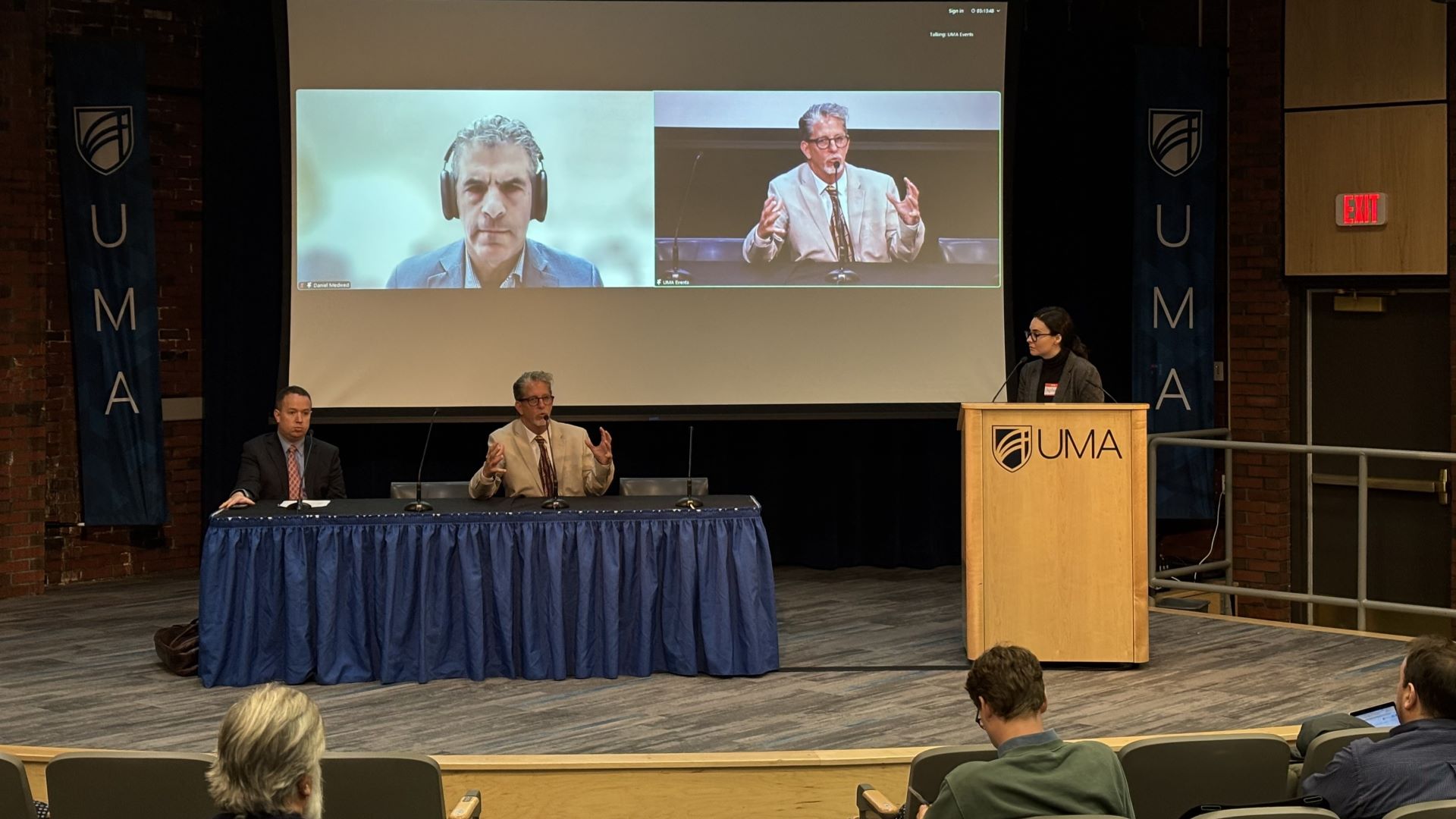 a panel discussion at the symposium moderated by Stephanie McFeeters.