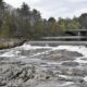 Water flows at the Bridge Street Dam in Yarmouth, Maine.