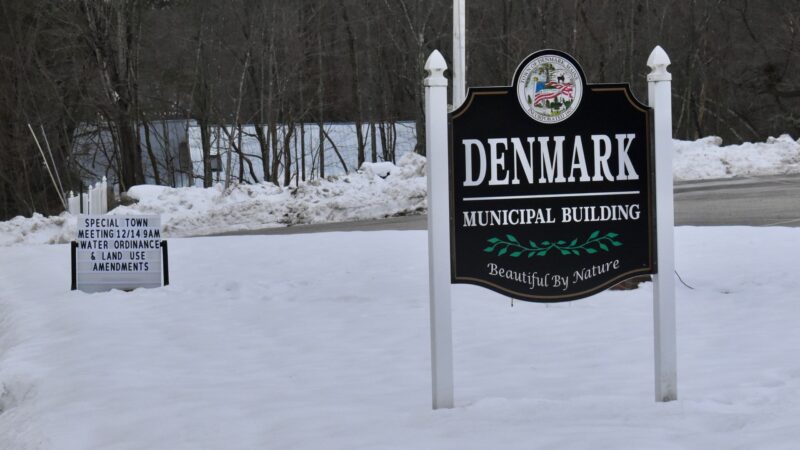 a municipal building sign outside the Denmark municipal building.