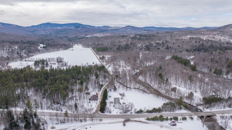 An aerial view of the roads of Phillips, Maine.